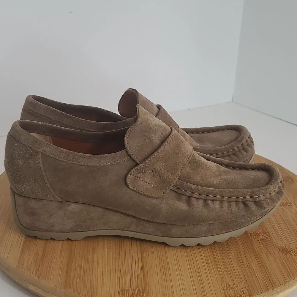 Stephane Kelian Brown Suede Slip On Platform Loafers Women's Shoe Size 38 US 7